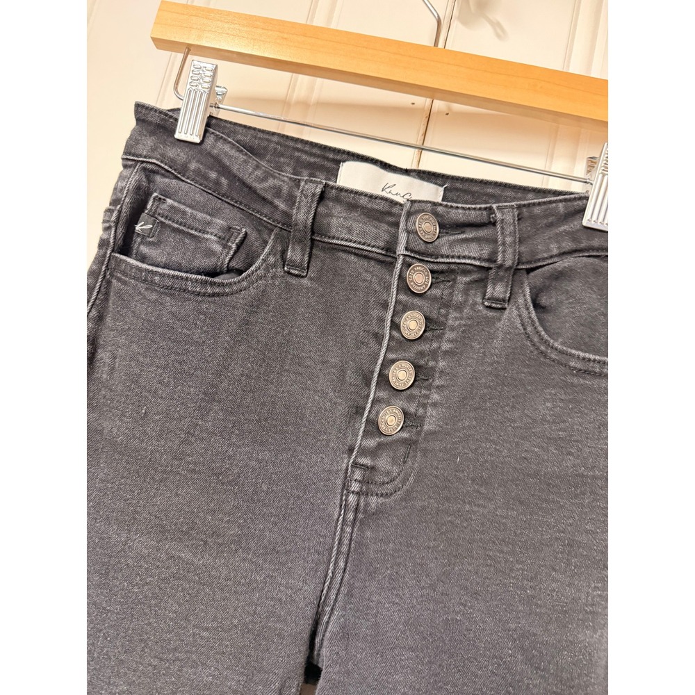 KanCan Gris Skinny Jeans 3/25 Black High Rise Button Fly Stretch Frayed Hem - Picture 2 of 10